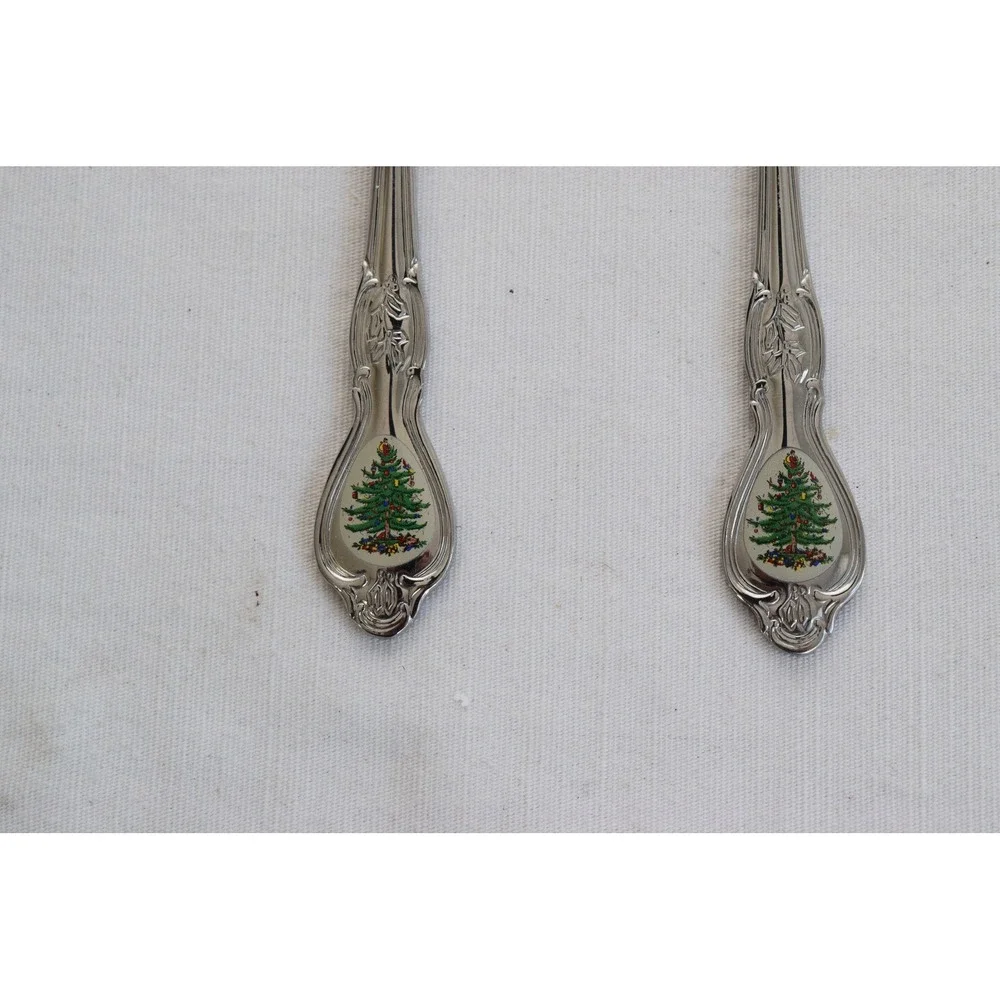 Christmas Tree 2 Piece Cheese Knife Server Silver Plated Holiday Party Serving